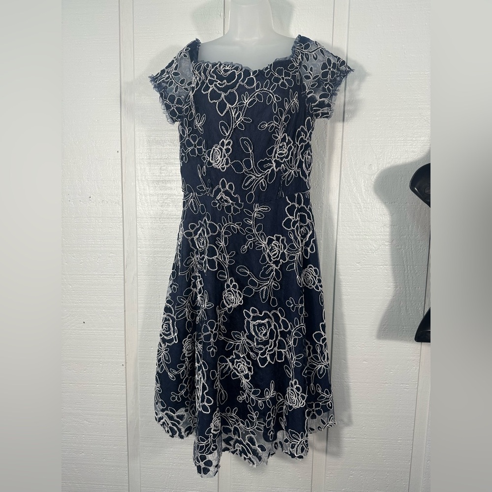 Alex Marie Navy and White Dress Size 12 EUC